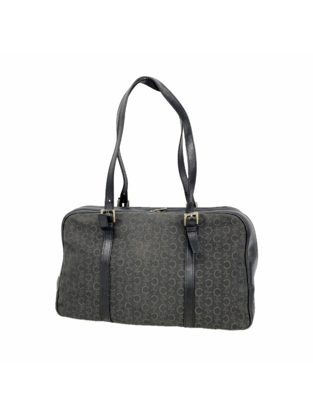 Celine Shoulder Bag C Macadam Canvas Black Silver